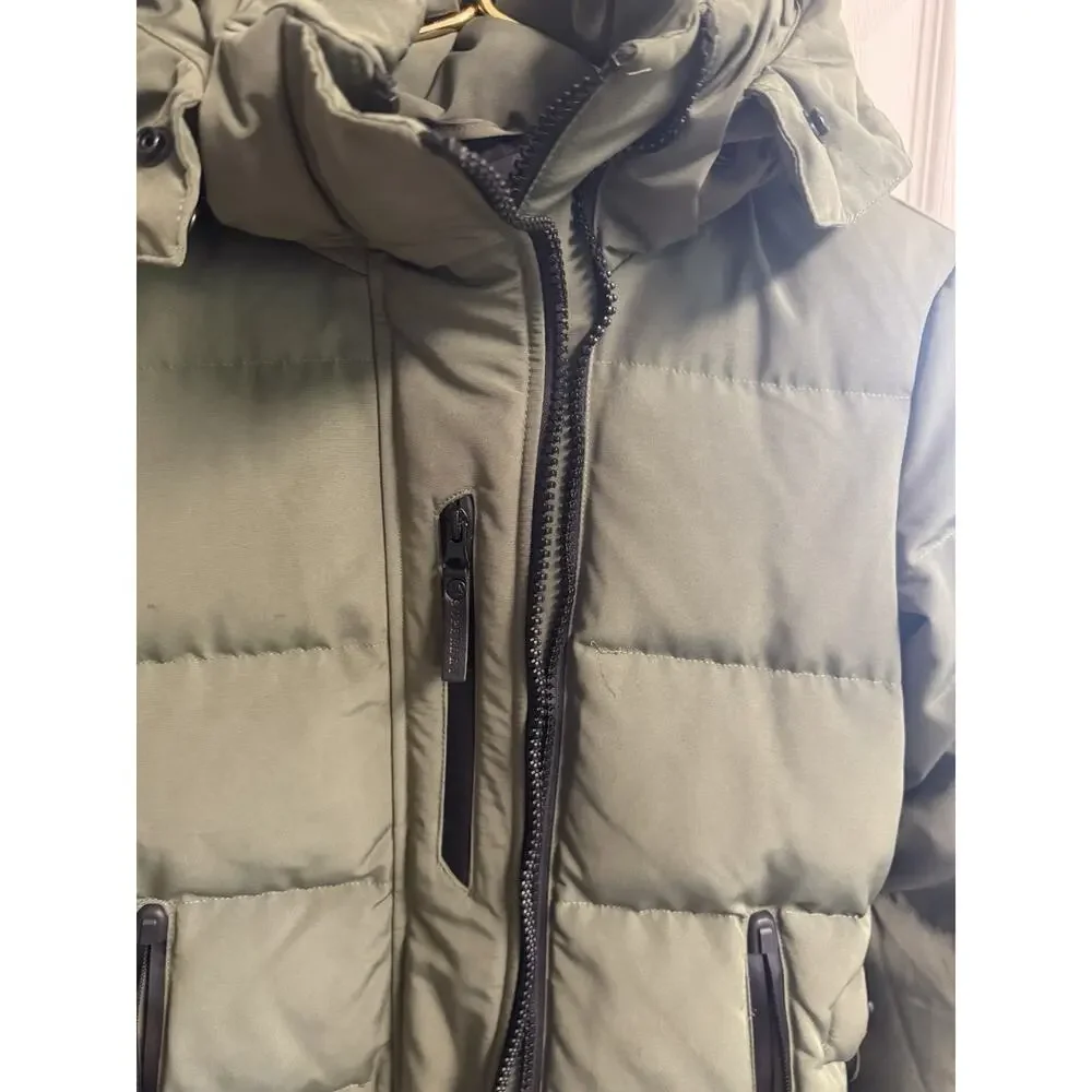 Super Dry Premium Down Jacket Parka Hooded Puffer Coat Olive Green Small 38w 31L